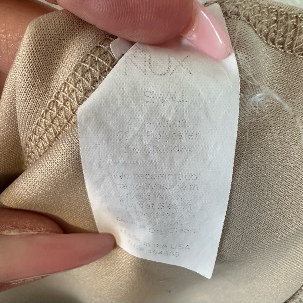 NUX Sleek Sweat Modal Ultra Soft Relaxed Fit Sweatshirt High-Low Hem in Tan, S - Picture 5 of 6
